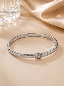 1pc Delicate Thin Band Bracelet With Scattered Rhinestones, Elegant Commuter Casual Style, Perfect For Best Friend Birthday Gift - Bracelet - View 6