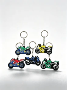 5Pcs/10pcs Motorcycle Keychains, PVC Sport Bike Key Rings, Cool Car Backpack Pendant, Biker Gift Accessories For Men Teen Boys - A - View 6