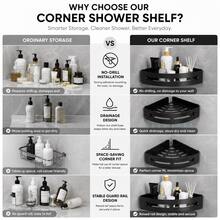 4/3/2/1pc ABS Triangular Corner Shower Caddy, No-Drill Strong Adhesive Wall-Mounted Bathroom Storage Rack With Hooks, Waterproof Shampoo Soap Liquid Toothbrush Holder, Space-Saving Bathroom Accessories, Bathroom Decor, Bathroom And Kitchen Storage Rack - Multicolor - View 9