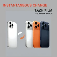 Orange Color Change Phone Case Set (Soft Back Sticker + Lens Film + Matte Texture Phone Case), Compatible With IPhone 13Pro/14Pro/15Pro/16 Pro Max, Helps Upgrade Phone To 17 Pro/17Pro Max Appearance, Full Protection, Matte Cool Texture, Phone Lens Film - Orange - View 8