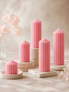 Pink Giant Tooth Pillar Candle, Decorative Shaped Candle, Smokeless Soy Wax, Multiple Sizes, Suitable For Daily Decor, Wedding Scene Arrangement, Birthday Party Atmosphere, Dining Table, Living Room, Counter Display, Christmas, Halloween, Holiday Gift - Pink - View 2