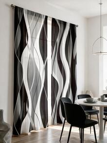 2 piezas Cortinas con diseño de líneas abstractas modernas multicolor - Diseño de bolsillo para barra, protección de privacidad, fácil instalación, adecuado para dormitorio, sala de estar, baño y otra decoración diaria, lavable a máquina, impreso digitalmente, material 100% poliéster, buena transmisión de luz, cortinas decorativas transparentes, 90g/m² - Multicolor - Ver 10