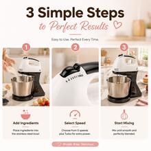ISRBV 1pc Household Electric Handheld Egg Beater With Unpowered Vertical Stand For Self-Assembly. Mini Stand Mixer.5-Speed. This Multi-Functional Compact Baking Tool Fits Baking Beginners Perfectly For Daily Kitchen Pastry Making. - 查看 6