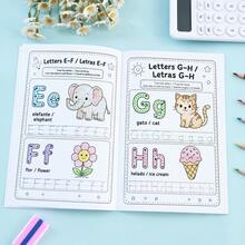 English Spanish Bilingual Children's Enlightenment Practice Book Letters Numbers Words Tracing Coloring Picture Book Back To School Early Education Activity Workbook Teacher Classroom Reward Learning Small Gift - 彩色 - 查看 2