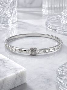 1pc Delicate Thin Band Bracelet With Scattered Rhinestones, Elegant Commuter Casual Style, Perfect For Best Friend Birthday Gift - Bracelet - View 3