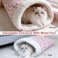 Comfortable & Warm Winter Cat Bed, Soft Plush Cat Sleeping Bag, Portable Cat Bed Suitable For Indoor Cats, 360° Enclosed Cat Hiding Bag Suitable For Cats And Small Dogs, Suitable For 8.82-17.64 Lbs Cats (Cute Pattern) - Multicolor - View 3