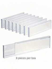 8/4/2/1 Pc Adjustable Drawer Dividers, Suitable For Clothes, Expandable Kitchen Drawer Organizers, Plastic Wardrobe Dividers, 3.35 Inch Height, 10.91-20.67 Inch Size, Double-Sided Adhesive, Decorative Use: Autumn Decor, Holiday Decor, Room Decor, Home Decor, Bedroom Decor - White - View 16