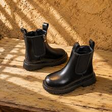 Tibanyu Children's Chelsea Boots, Boys & Girls Short Ankle Boots With Side Zipper, Thick Sole Comfortable Winter Shoes - Black - View 8