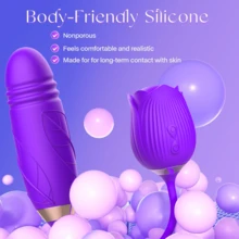 Double Dildo Sex Toy,  Toy Double Ended Sided Headed Dildo And Anal Dildos With 7 Vibrating Modes, Long Strapless Strap On Dildos Rose For Women And Couple Sex Toy - 玫瑰玩具,兩種顏色 - 查看 6
