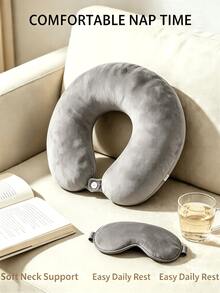 2pcs Solid Color U-Shaped Travel Neck Pillow, Portable Rest Accessory, Suitable For Airplane, Train, Car Travel, Office Work And Long-Distance Outdoor Trips, Ideal For Daily Commute, Halloween, Travel And Holiday Outings (2/1pc) - Multicolor - View 6