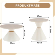 Set Of 2 Coffee Tables From The Sanduhr Series With Distinctive Conical Shape, Melamine Tabletop With Wood Look + Cream Colored Metal Base, Space Saving And Stackable, Ideal For Living Room, Bedroom And Office. - Wood + Metal - View 7