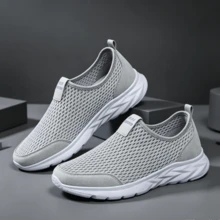 Men's Lightweight Breathable Slip-On Casual Sports Sandals, Comfortable Men's Sneakers Suitable For All Seasons, Ideal For Outdoor Park Workouts - Grey - View 2