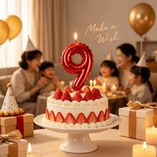 1件紅色花卉裝飾生日蠟燭，手繪生日數字0-9生日蠟燭，生日蛋糕裝飾，生日派對裝飾，適用於生日、週年紀念、性別揭曉派對、單身女派對、畢業典禮 - 紅色花卉 - 查看 4
