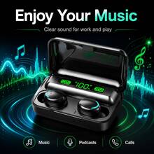 Briame Wireless Earbuds In-Ear Headphones With LED Battery Display Charging Case Black - View 4