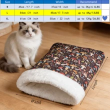 Comfortable & Warm Winter Cat Bed, Soft Plush Cat Sleeping Bag, Portable Cat Bed For Indoor Cats, 360° Enclosed Cat Hideout Bag Suitable For Cats And Small Dogs, Fits 8.82-17.64 Lbs Cats (Cute Pattern) - Multicolor - View 21