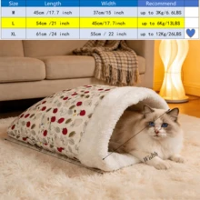 Comfortable Warm Winter Cat Bed, Soft Plush Cat Sleeping Bag, Portable Cat Bed Suitable For Indoor Cats, 360° Enclosed Cat Hiding Bag Suitable For Cats And Small Dogs, Suitable For 8.82-17.64 Lbs Cats (Cute Pattern) - Multicolor - View 20