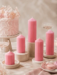 Pink Giant Tooth Pillar Candle, Decorative Shaped Candle, Smokeless Soy Wax, Multiple Sizes, Suitable For Daily Decor, Wedding Scene Arrangement, Birthday Party Atmosphere, Dining Table, Living Room, Counter Display, Christmas, Halloween, Holiday Gift - Pink - View 11