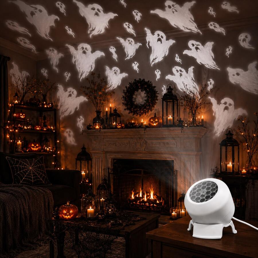 Dynamic Ghost LED Projection Light, Halloween Indoor Decor Projection Night Light, USB Powered, Adjustable Angle, Suitable For Entryway, Living Room And Party Scenes