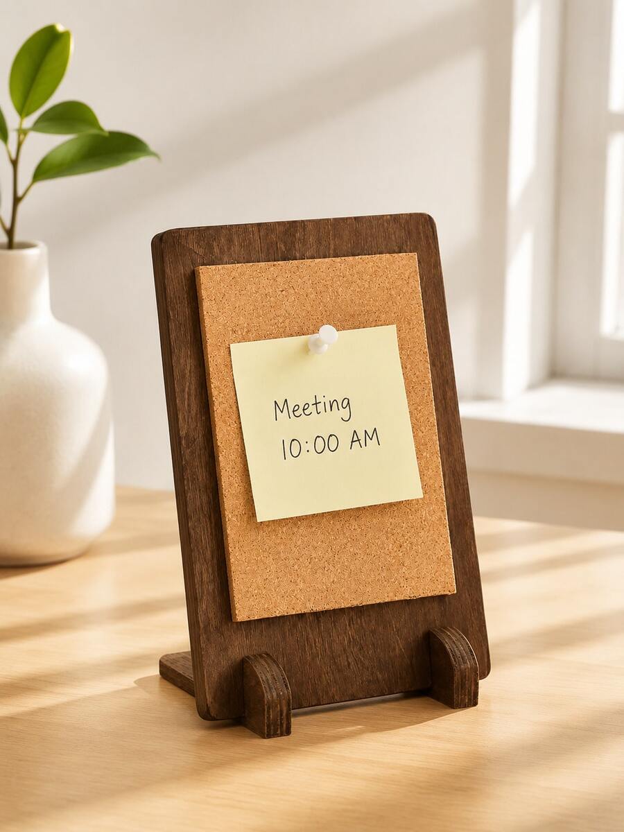 1PC Desktop Cork Message Board, Vertical Felt Board, Desktop Push Pin Note Photo Display Rack, Mini Bulletin Board, Suitable For Rural Desktop Message Boards In Bars, Bedrooms, And Living Rooms. - Multicolor - View 1