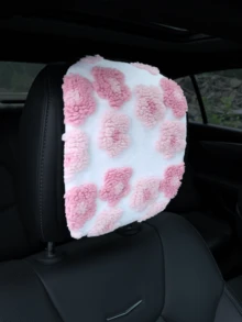 Warm Soft Fluffy 3D Floral Pattern Car Headrest Cover, Removable And Washable Car Interior Accessory, Suitable For Seats And Headrests, Fit For Women, Winter, Car Accessories For Women - Jacquard Pillowcase - View 9