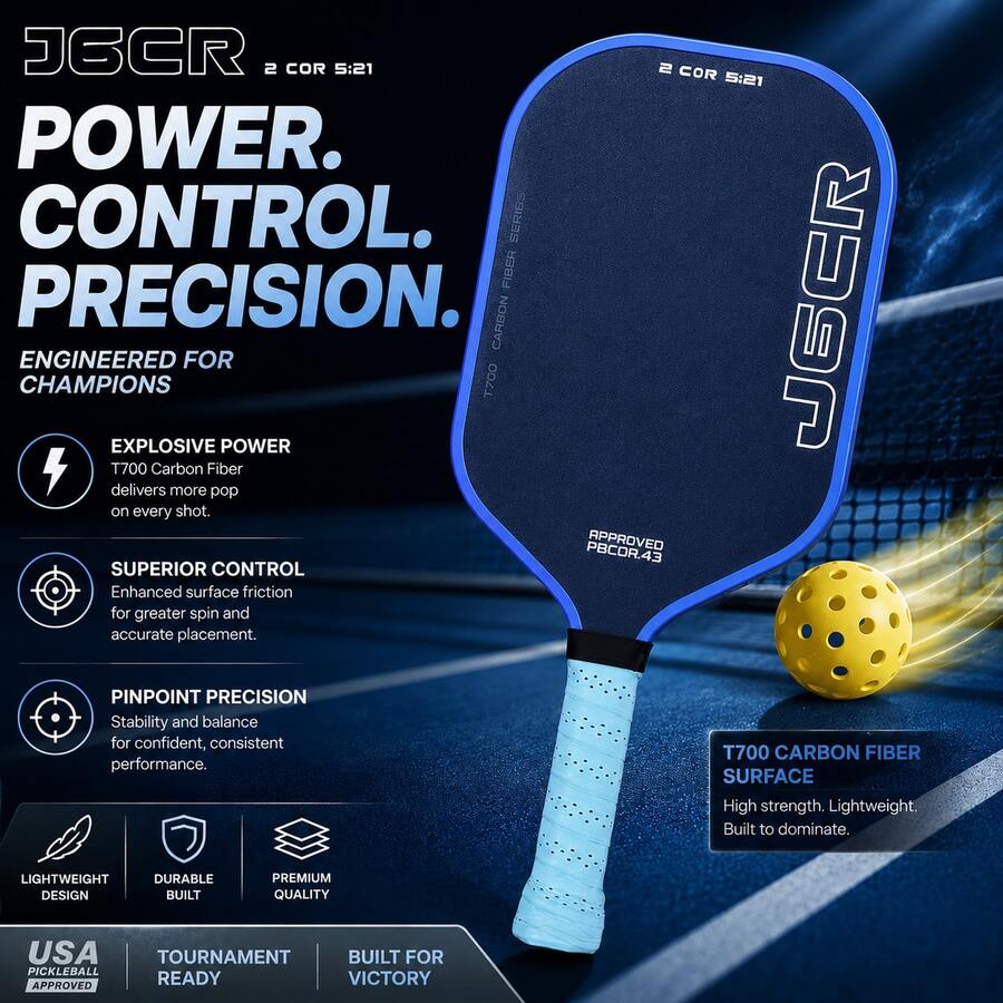 Unisex Pickleball Paddle, Carbon Fiber Honeycomb Core, 16mm Thick, Comfortable Grip, Lightweight, USAP Certified, Includes Paddle Cover