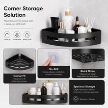 4/3/2/1pc ABS Triangular Corner Shower Caddy, No-Drill Strong Adhesive Wall-Mounted Bathroom Storage Rack With Hooks, Waterproof Shampoo Soap Liquid Toothbrush Holder, Space-Saving Bathroom Accessories, Bathroom Decor, Bathroom And Kitchen Storage Rack - Multicolor - View 8