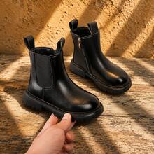 Tibanyu Children's Chelsea Boots, Boys & Girls Short Ankle Boots With Side Zipper, Thick Sole Comfortable Winter Shoes - Black - View 9