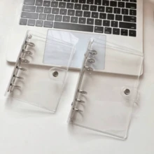 1pc A7 A6 M5 Size Shiny Star Transparent Leaf Binding Notebook, Laser Holographic Binding Notebook, Transparent Inner Page Replacement Pages, PP Material Replacement Pages, PET Transparent Sticker Book, Binding Notebook Set, Notebook Set, Transparent Sticker Book - Multicolor - View 4