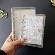1pc A7 A6 M5 Size Shiny Star Transparent Leaf Binding Notebook, Laser Holographic Binding Notebook, Transparent Inner Page Replacement Pages, PP Material Replacement Pages, PET Transparent Sticker Book, Binding Notebook Set, Notebook Set, Transparent Sticker Book - Multicolor - View 2