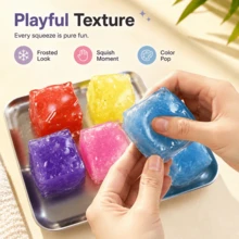 1pc-Squishy,Soft And Fluffy,Colorful Ice Cream Jelly Cheese Toy,Cheese Block Puzzle Toy,Shiny And Transparent Appearance,Portable Handheld Tabletop Game Accessory,Relaxation And Sleep Aid Tool, Birthday Gift,Holiday Gift,Emotional Soothing Toy - Multicolor - View 11