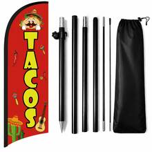 RXDAMTECH Commercial Mexican Feather Flag, 7.2FT Outdoor Advertising Curved Banner (Includes Flag Pole And Ground Stakes) - Tear-Resistant Polyester Mexican Signage For Stores And Events - Advertising Flag - View 12