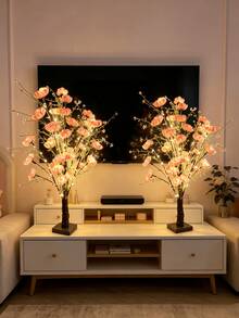 1PC 60CM 60LED Poppy Azalea Tree Light, USB & Battery Operated Warm White Artificial Flower Tree Lamp, Tabletop Decor For Bedroom Wedding Holiday Party - Yellow - View 7