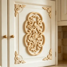 5pcs Solid Wood Carving Inlaid Decals And Corner Flowers, Home Decorations, Suitable For Cabinets, Doors And Windows, Furniture, Background Walls, Porches, Offices And Other Decorations, Holiday Decorations, DIY Decorations. - Multicolor - View 4