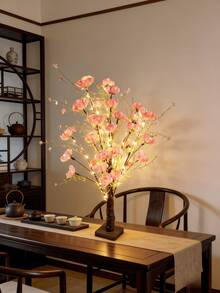 1PC 60CM 60LED Poppy Azalea Tree Light, USB & Battery Operated Warm White Artificial Flower Tree Lamp, Tabletop Decor For Bedroom Wedding Holiday Party - Yellow - View 9