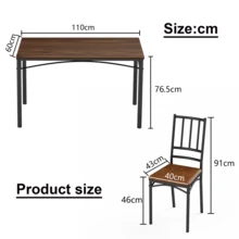 Dining Table Set, Bar Table With 4 Dining Chairs, Kitchen Table With Chairs, Industrial Style Breakfast Table For Kitchen, Living Room, Party Room, Walnut Wood, 110cm*60cm*76.5cm - Walnut - View 6