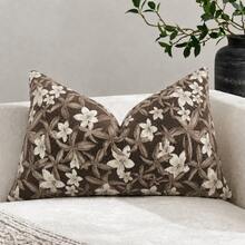 1pc Floral Throw Pillow Cover, Farmhouse Pillowcase, Neutral Cushion Cover, Decorative For Sofa, Living Room, Bedroom, Home Decor - Camel - View 8