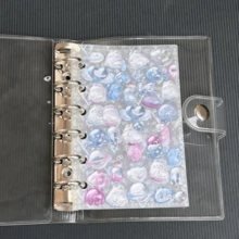 1pc A7 A6 M5 Size Shiny Star Transparent Leaf Binding Notebook, Laser Holographic Binding Notebook, Transparent Inner Page Replacement Pages, PP Material Replacement Pages, PET Transparent Sticker Book, Binding Notebook Set, Notebook Set, Transparent Sticker Book - Multicolor - View 3