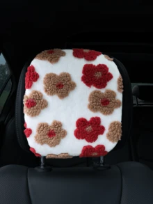 Warm Soft Fluffy 3D Floral Pattern Car Headrest Cover, Removable And Washable Car Interior Accessory, Suitable For Seats And Headrests, Fit For Women, Winter, Car Accessories For Women - Jacquard Pillowcase - View 5
