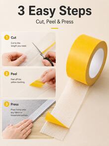 1 Roll Strong Adhesive Tape For Fabric, Multifunctional No-Cut No-Damage Tape For Hem Alterations, Suitable For Fabric Clothing No-Sew Self-Adhesive Repair Patch - Multicolor - View 7