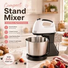 ISRBV 1pc Household Electric Handheld Egg Beater With Unpowered Vertical Stand For Self-Assembly. Mini Stand Mixer.5-Speed. This Multi-Functional Compact Baking Tool Fits Baking Beginners Perfectly For Daily Kitchen Pastry Making. - 查看 2
