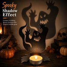 1 pieza Portavelas de Halloween, Portavelas de Linterna Negra Siniestra, Portavelas de Fantasma de Terror Vintage para Decoración de Mesa - Talla única para todos - Ver 1