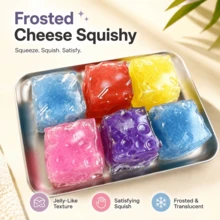 1pc-Squishy,Soft And Fluffy,Colorful Ice Cream Jelly Cheese Toy,Cheese Block Puzzle Toy,Shiny And Transparent Appearance,Portable Handheld Tabletop Game Accessory,Relaxation And Sleep Aid Tool, Birthday Gift,Holiday Gift,Emotional Soothing Toy - Multicolor - View 8