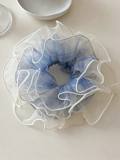 1pc French Style Fairy Multi-Layer Mesh Lace Oversized Scrunchie Hair Tie For Women, High-End Bun Hair Accessory