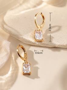 2pcs/set Cubic Zirconia Decor drop Earrings - Green - View 5