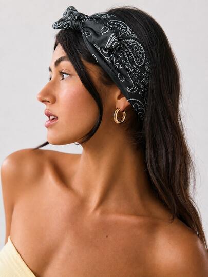 1/3PCS Vintage Paisley Headscarf For Women Bow Knot Wide Headband Retro Printed Hairband Casual Fashion Hair Accessory