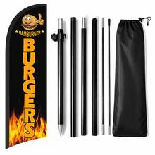 RXDAMTECH Commercial Hamburger Feather Flag, 8.2FT Outdoor Advertising Curved Banner (Includes Flag Pole And Ground Stake) - Tear-Resistant Polyester Hamburger Sign For Stores And Events - Advertising Flag - View 10