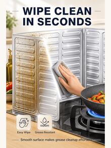 Aluminum Foldable Kitchen Oil-Proof Baffle And Oil-Proof Mesh-Heat Insulation, Oil-Proof And Flame Resistant, Washable And Easy To Clean-Suitable For Kitchen Oil-Proof, Gas Stove, Gas Stove-Cooking Safety Appliances-Kitchen Accessories-Kitchen - View 4