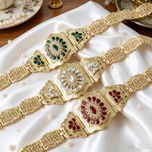 1pc Arabic Bride Banquet Wedding Waist Belt, Gold Plated Engraved & Inlaid Craftsmanship, Gift Waist Accessory - Gold - View 4