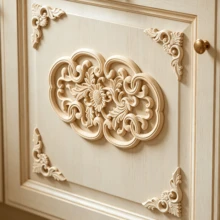 5pcs Solid Wood Carving Inlaid Decals And Corner Flowers, Home Decorations, Suitable For Cabinets, Doors And Windows, Furniture, Background Walls, Porches, Offices And Other Decorations, Holiday Decorations, DIY Decorations. - Multicolor - View 8