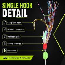 1 Pack Rainbow Flash Sabiki Rig With 6 Gold Hooks, Glow Beads And Iridescent Fish Skin, Ready-Tied Fishing Bait Rig For Freshwater And Saltwater - Violet Purple - View 3